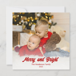 Photo Red Merry och Bright jul Card Kort