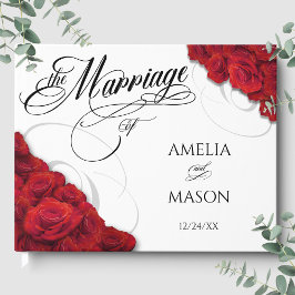 Photo Red Roses Calligraphy Script Wedding Gästböcker