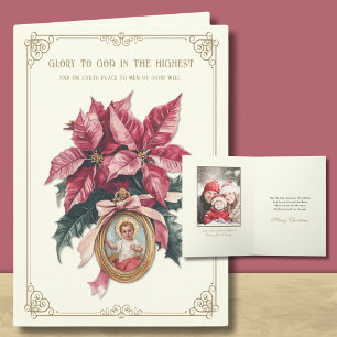 Photo Religiösa Jesus Poinsettia Scripture Helgkort