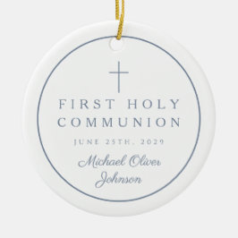 Photo Religious Cross Boy First Communion Julgransprydnad Keramik