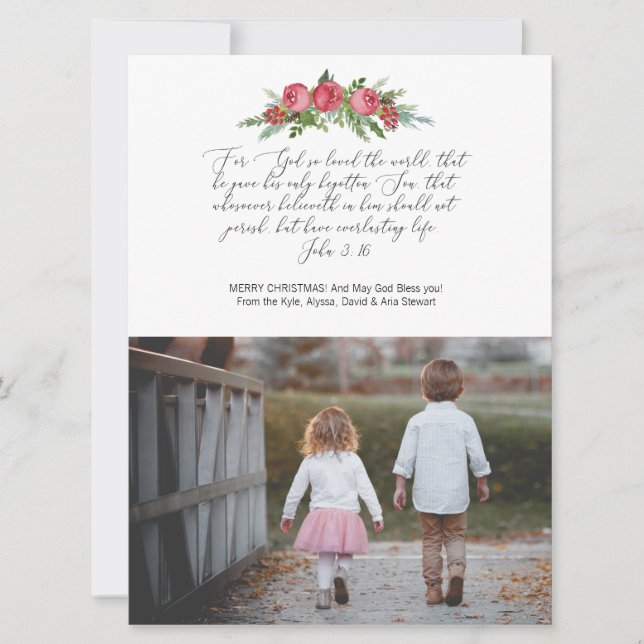 Photo Religous Christian Card John 3:16 Julkort (Framsida)