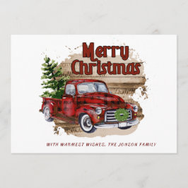 PHOTO Retro Rustic Red Lastbil jul Hälsning Julkort