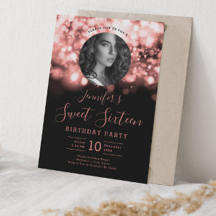 PHOTO Ro Guld Hollywood Ljus Sweet 16 Party Inbjudningar