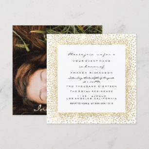 Photo Ro Möhippa Guld White Confetti Ram Inbjudningar