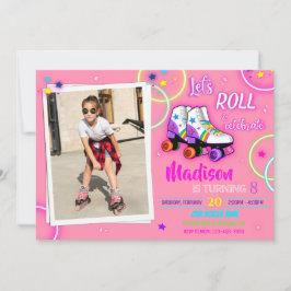 Photo Roller-födelsedagsinbjudan Flicka party inbj Inbjudningar