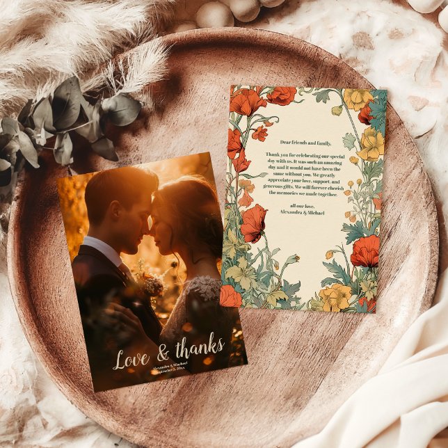 Photo Romantic Art nouveau Bröllop Tack Kort (Skapare uppladdad)