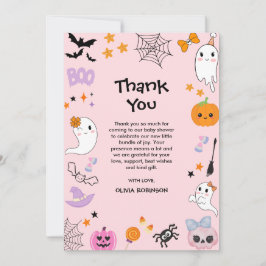 Photo Rosa A Little Boo Cute Halloween Baby Shower Tack Kort