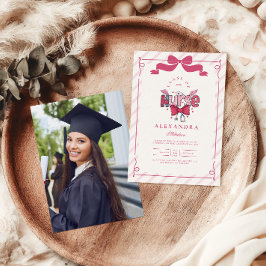 Photo Rosa Bow Coquette Nursing School Student Inbjudningar