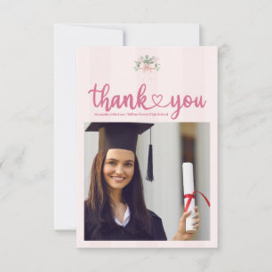 Photo Rosa Bow Grad Firande Tack Kort