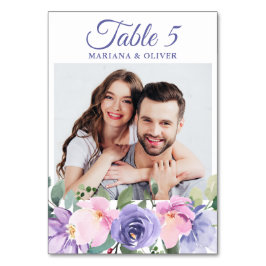 Photo Rosa Lavender Blommigt Bröllop Bordsnummer