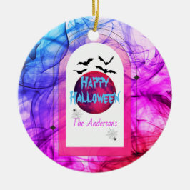 Photo Rosa Lila Modern Fladdermus Måne Happy hallo Julgransprydnad Keramik