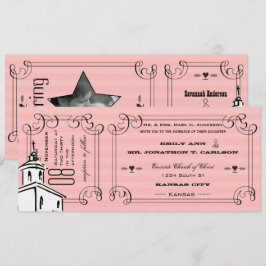 Photo Rosa Romantic Chapel Biljett Bröllop Inbjudningar