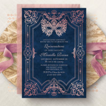 Photo Rosa ros Guld Masquerad Quinceanera
