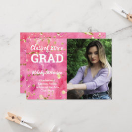 Photo Rosa Watercolor Art Studenten Inbjudningar