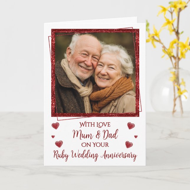 Photo Ruby Wedding Anniversary 40 years Card Kort (Gul blomma)