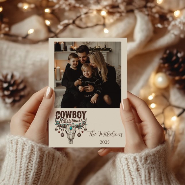 Photo Rustic Cowboy Christmas Julkort (Skapare uppladdad)