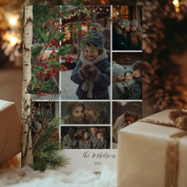 Photo Rustic Holly Berry jul Party Julkort