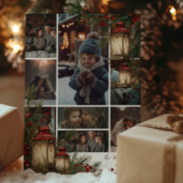 Photo Rustic Lantern jul Party Julkort