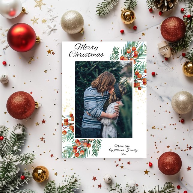 Photo Rustic Modern God jul Card Inbjudningar (Skapare uppladdad)