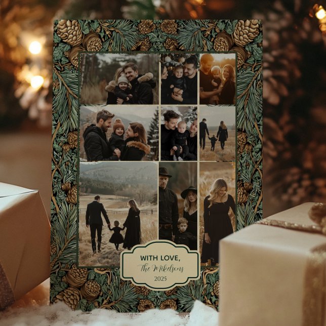 Photo Rustic Pinecone Evergreen jul Julkort (Skapare uppladdad)