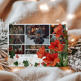 Photo Rustic Red Amaryllis jul Julkort