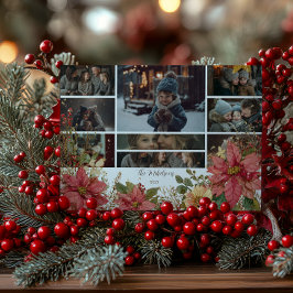 Photo Rustic Stockings och Poinsettias jul Julkort