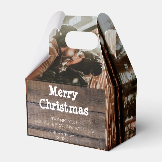 Photo Rustic Wood God jul Julfest Presentaskar (Framsidan Sidan)