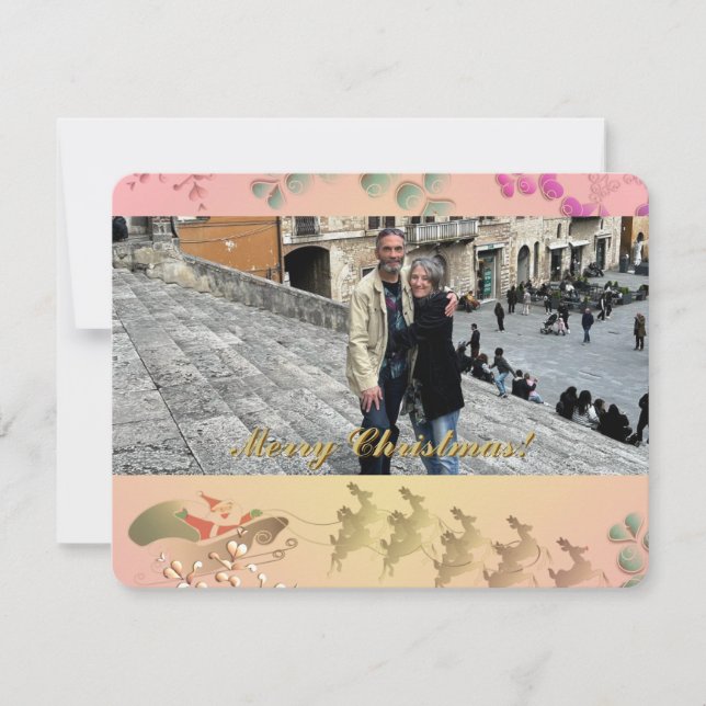 Photo Santa Flat Holiday Card Julkort (Framsida)