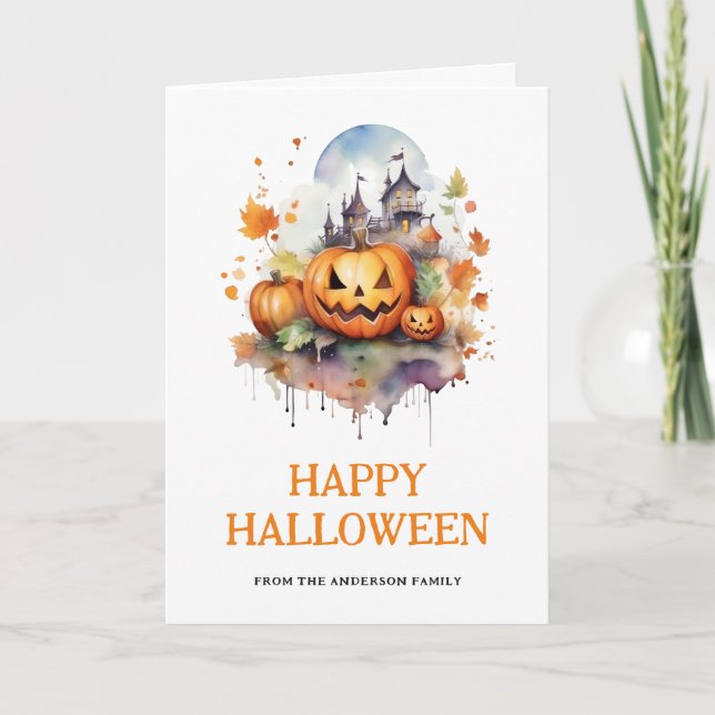 Photo Scary Pumpkins Happy halloween Kort (Framsida)