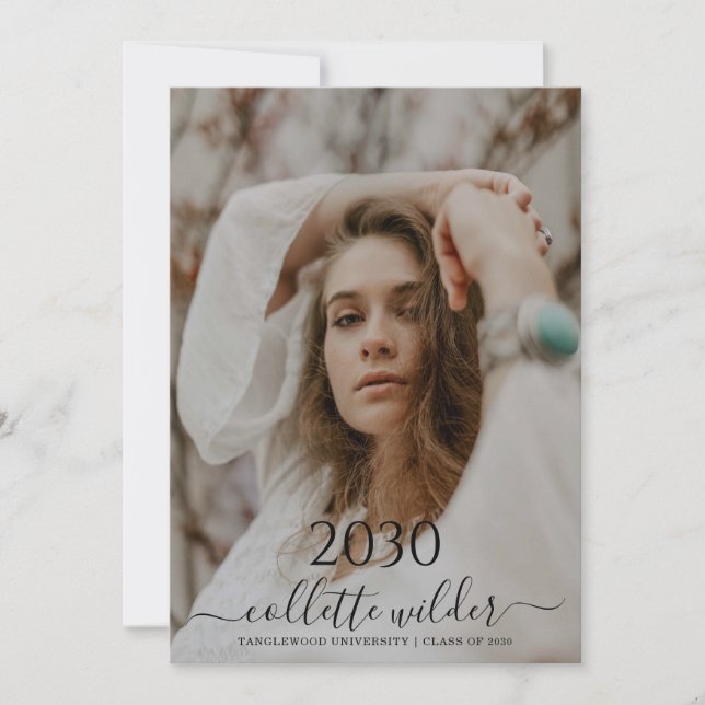 Photo Script Graduation Party Invitation Inbjudningar (Framsida)