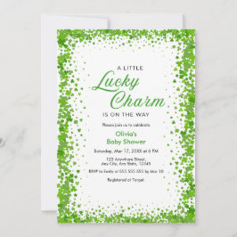 Photo Shamrock A Little Lucky Charm Baby Shower  Inbjudningar