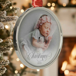 Photo Silver julskript Ornament