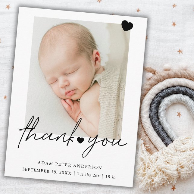 Photo Simple Thank You Birth Announcement Postcard Helg Vykort (Skapare uppladdad)
