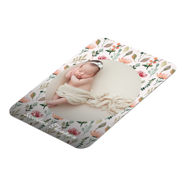 Photo & Simple White Text Unique Modern Keepsake  Magnet (Vänstra Sidan)