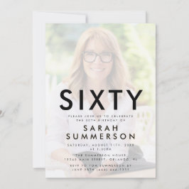 Photo Sixty Black White 60th Birthday Inbjudningar