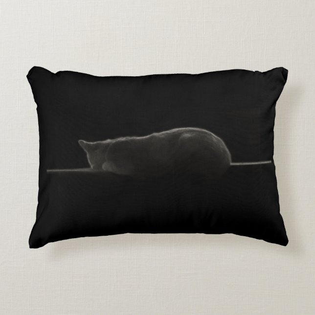 Photo Sleeping Cat Silhouette Prydnadskudde (Framsidan)