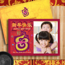 Photo Snake Chinese Lunar nyår 2025 Red Bold