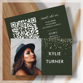 Photo Social Media Emerald Guld Glitter QR-kod Visitkort