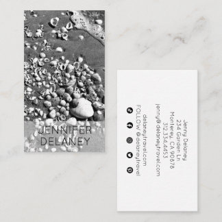 Photo Social Media i Black & White Seashells Visitkort
