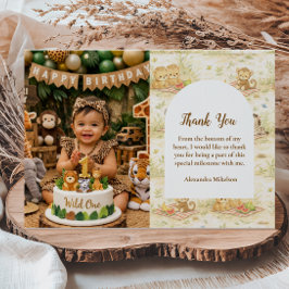 Photo Soft Neutral Jungle Wild One First Birthday Tack Kort