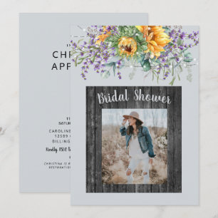 Photo Solros Lavender Rustic Möhippa Inbjudningar