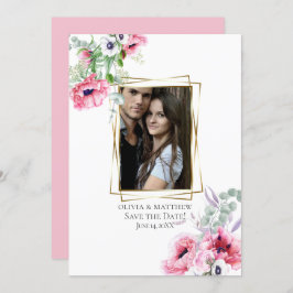 PHOTO SPARA DATUM | Vattenfärgsdiskett Rosa Poppy Inbjudningar