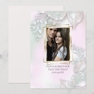 PHOTO SPARA DATUM Wispy Rosa Shimmer Inbjudningar