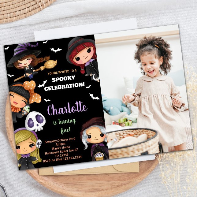 Photo Spooky Dolls Halloween Birthday-inbjudningar Inbjudningar (Photo Spooky Dolls Halloween Birthday Invitations)