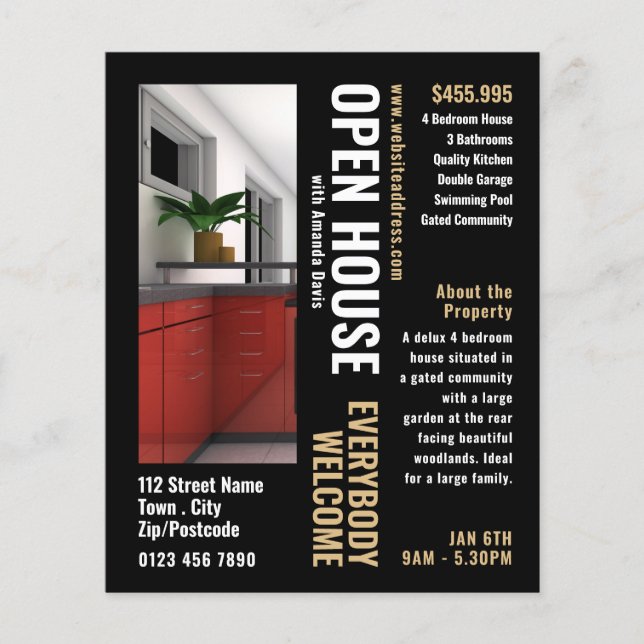 Photo Stil Realtor Open House-reklam Flygblad (Framsidan)