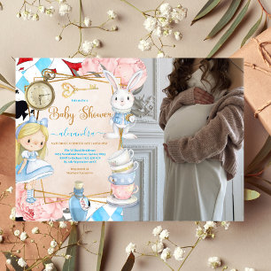 Photo Story Bok Alice i Wonderland Baby Shower Inbjudningar
