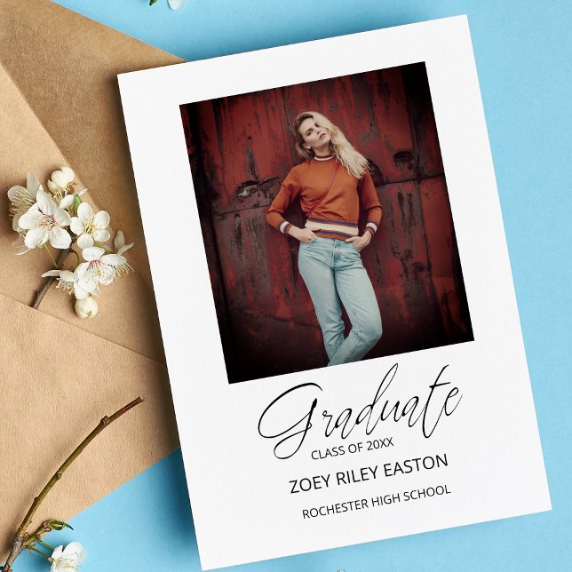 Photo Student Whimsical Modern Script Calligraphy Vykort (Skapare uppladdad)