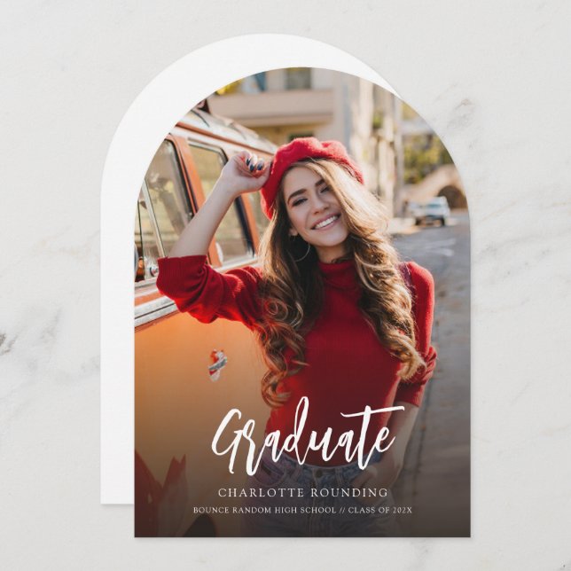 Photo Studenten 2025 Minimalistiskt meddelande Inbjudningar (Fram/baksida)