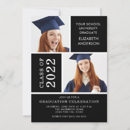Photo Studenten-inbjudan ~Classy Black & White Inbjudningar