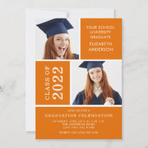 Photo Studenten-inbjudan ~Classy Orange & White